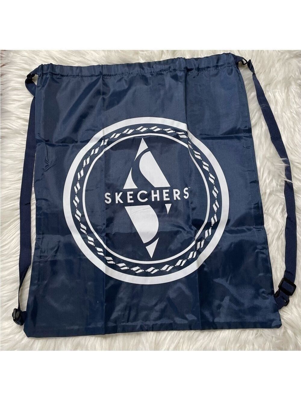 Skechers Drawstring Backpack Navy Blue and White Logo New